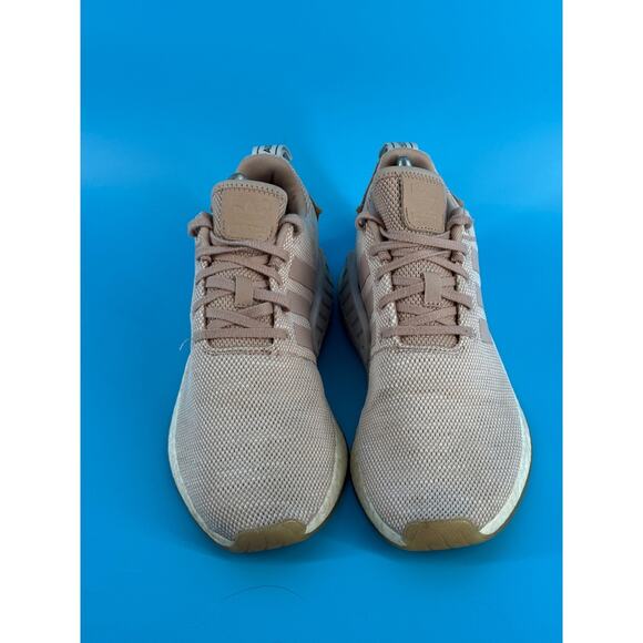 Adidas NMD R2 Womens Size 9 Tan Beige Navy Casual Running Sneakers Athleisure - Picture 2 of 13